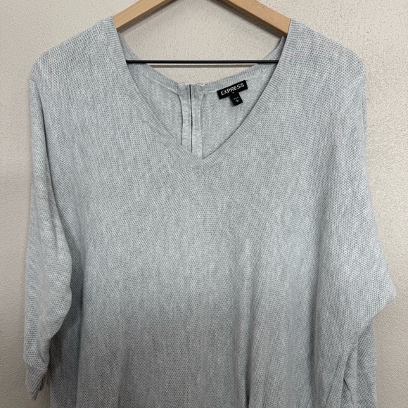 Express V-neck High-Low Sweater Zipper Back Grey Size Large - Picture 2 of 10